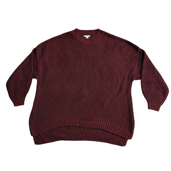 American Eagle Balloon Sleeve Pullover Sweater Womens XL Burgundy Crew Neck - Picture 1 of 11